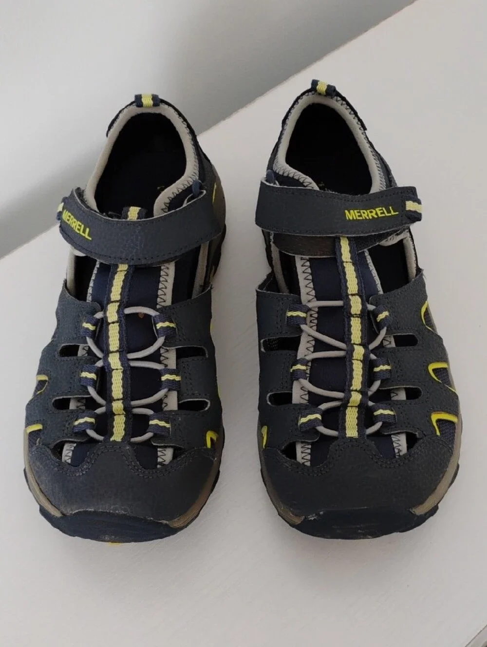 Merrell Hydro H2O Hiker Sandal Size 7 Kids Youth Navy Green EUC Fits Women 8.5